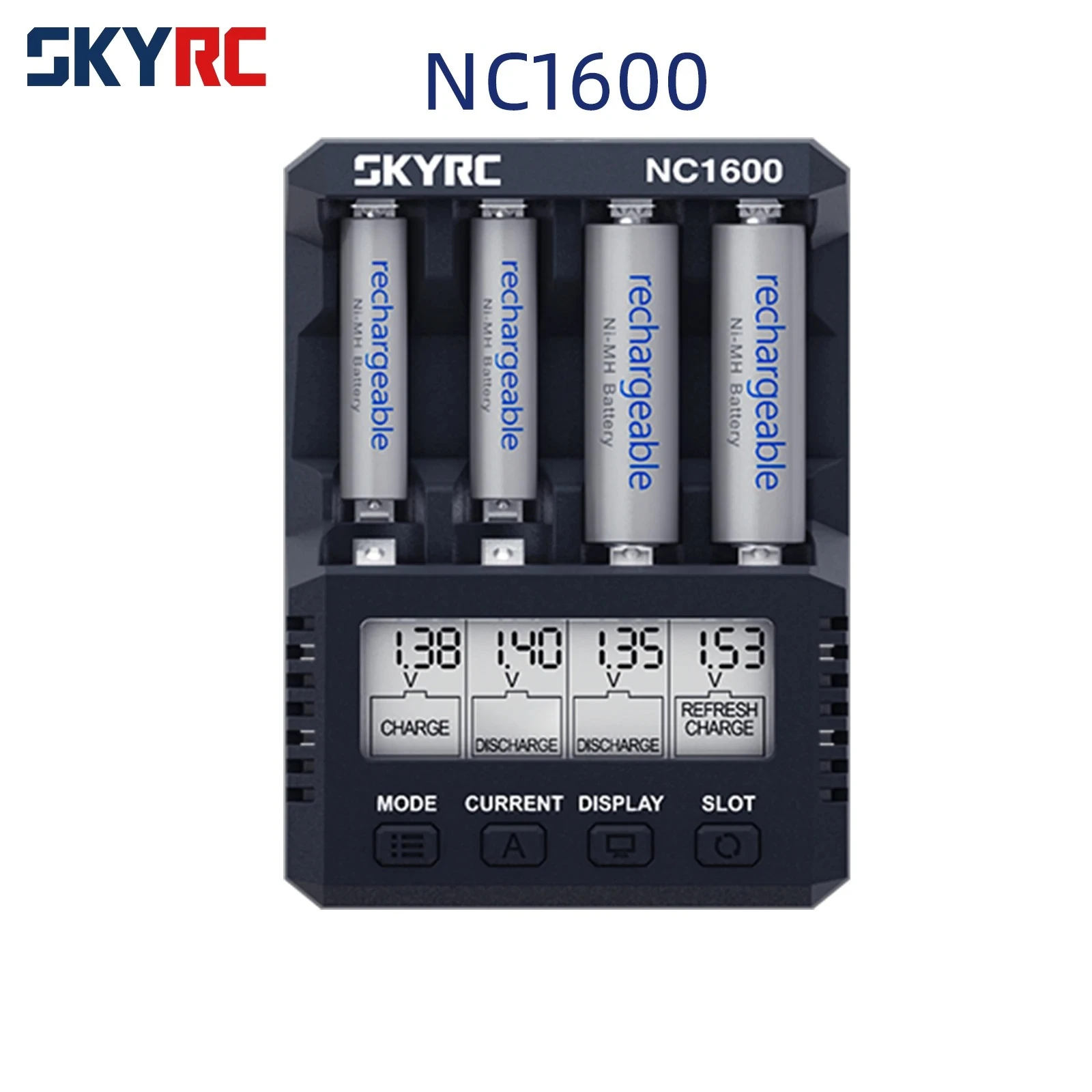 SKYRC NC1600 AA/AAA Battery Charger Discharge for 4 AA NiMH Rechargeable Batteries Recharge Pro Charger for Double A Batteries
SKYRC NC1600 AA/AAA Battery Charger Discharge for 4 AA NiMH Rechargeable Batteries Recharge Pro Charger for Double A Batteries
