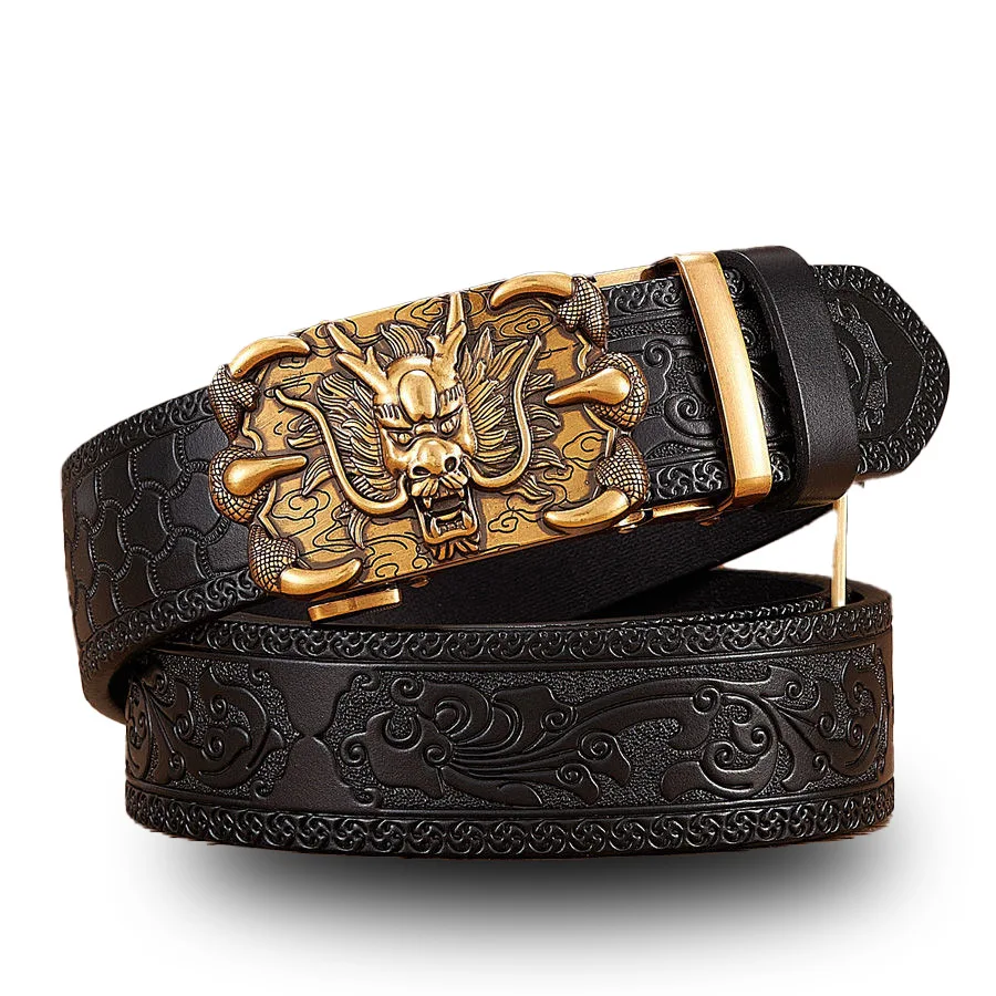 New Retro Dragon King Automatic Buckle Cowhide Belt with Embossed Pattern Domineering Retro Luxury Men's Belt
New Retro Dragon King Automatic Buckle Cowhide Belt with Embossed Pattern Domineering Retro Luxury Men's Belt