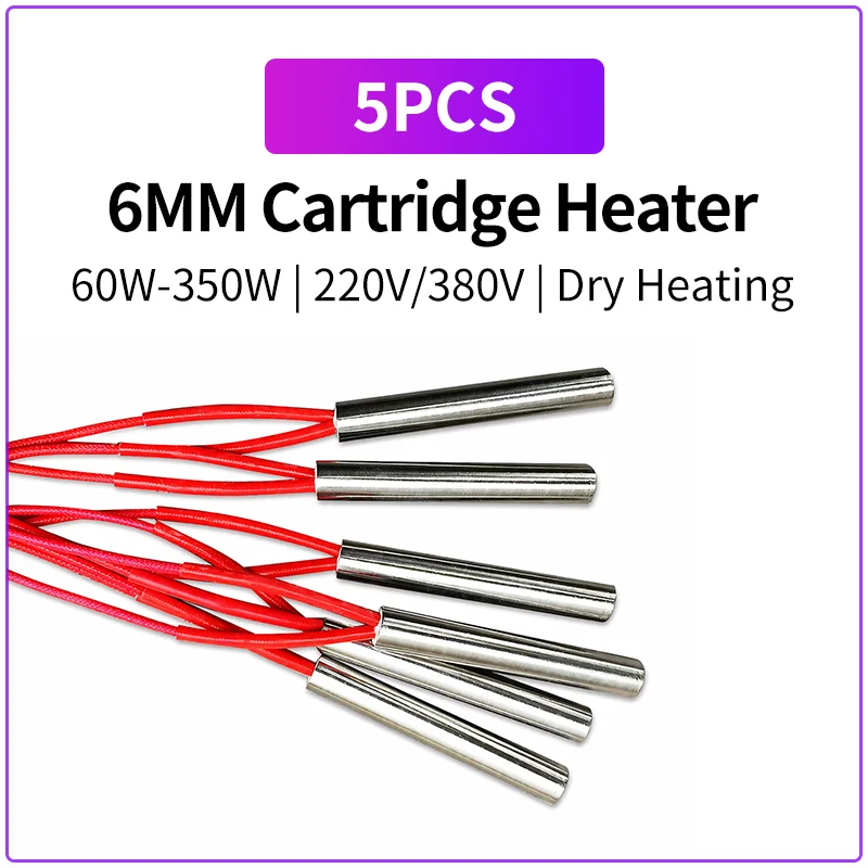 5PCS 6mm Cartridge Heater 60W-350W Single Head Heating Tube Dry Heating Element 220V 380V Mold Heater Industrial Heating Rod
5PCS 6mm Cartridge Heater 60W-350W Single Head Heating Tube Dry Heating Element 220V 380V Mold Heater Industrial Heating Rod