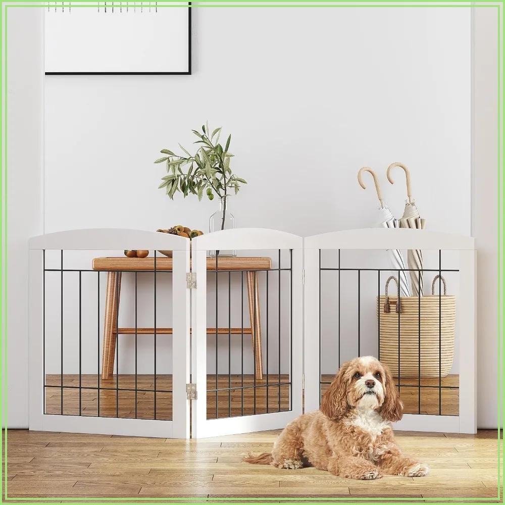 Free Standing Dog Gate, 3-Panel Wooden Pet Fence, 60"W x 24"H, Foldable for Doorways, Stairs, Indoor Use, White
Free Standing Dog Gate, 3-Panel Wooden Pet Fence, 60"W x 24"H, Foldable for Doorways, Stairs, Indoor Use, White