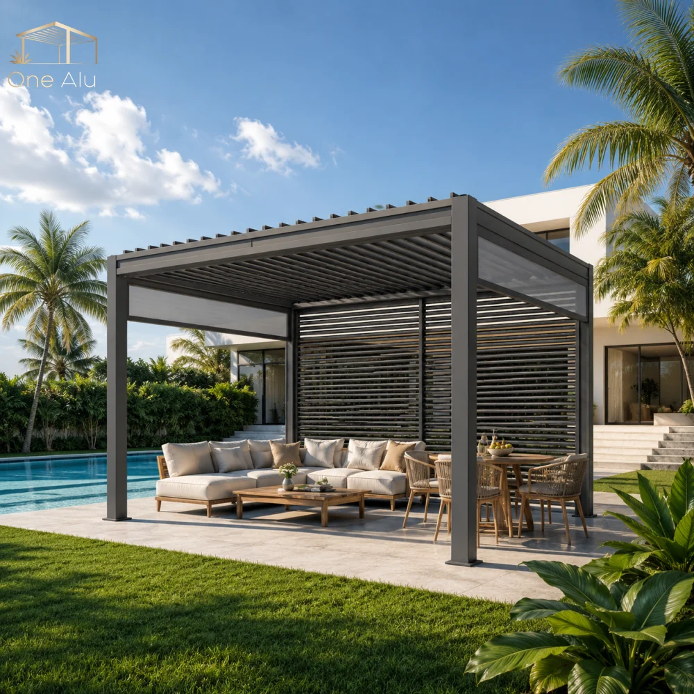 Elegant Aluminum Pergola 10x10 FT Waterproof Louver Roof Manual Control for Villa Patio Sun Shading
Elegant Aluminum Pergola 10x10 FT Waterproof Louver Roof Manual Control for Villa Patio Sun Shading