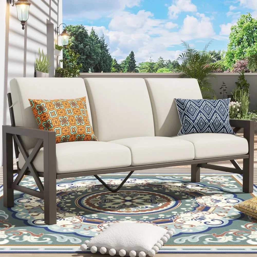 Outdoor 3 Seat Sofa Patio Furniture Set Deep Seating Couch with 6.5'' Thick Olefin Cushion for Garden,Front Porch, Deck, Balcony
Outdoor 3 Seat Sofa Patio Furniture Set Deep Seating Couch with 6.5'' Thick Olefin Cushion for Garden,Front Porch, Deck, Balcony