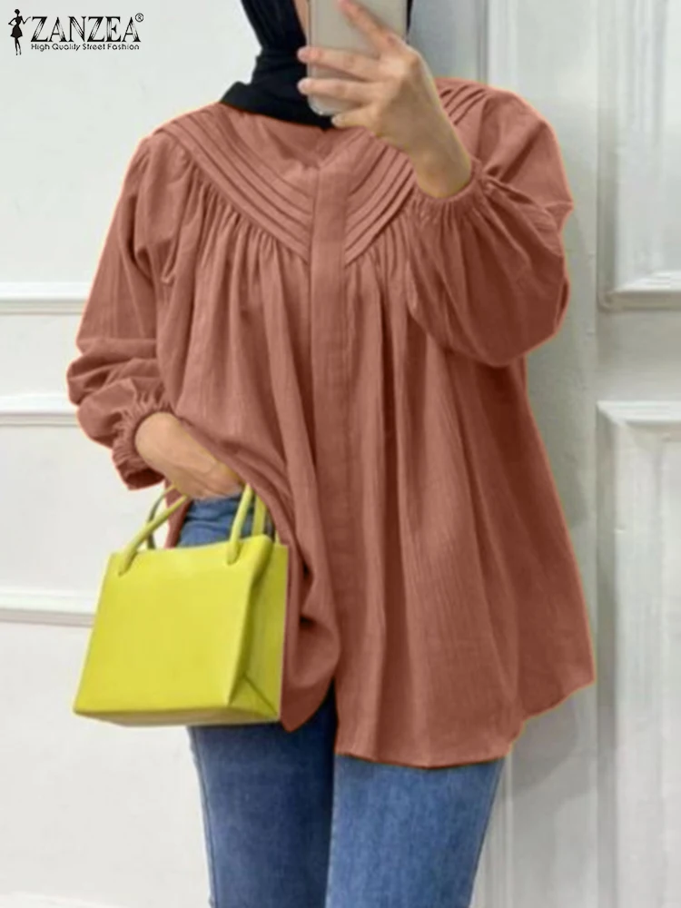 Autumn Women Long Sleeve Muslim Tops ZANZEA Fashion Solid Pleated Blouse Turkey Abaya IsIam Clothing Casual Shirt Female Blusas
Autumn Women Long Sleeve Muslim Tops ZANZEA Fashion Solid Pleated Blouse Turkey Abaya IsIam Clothing Casual Shirt Female Blusas