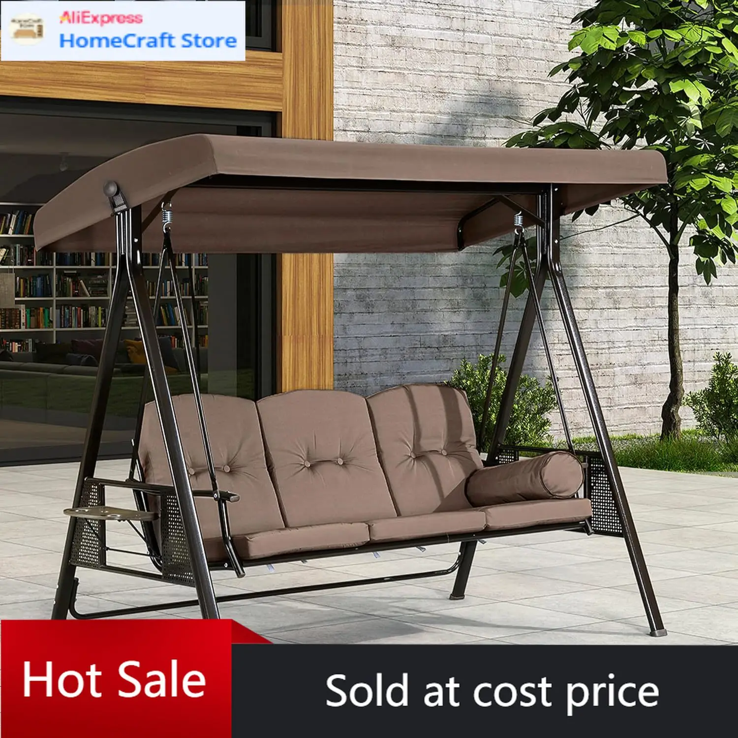Beige 3 Seat Deluxe Outdoor Patio Porch Swing Weather Resistant Steel Frame Adjustable Tilt Canopy Cushions Pillow Included
Beige 3 Seat Deluxe Outdoor Patio Porch Swing Weather Resistant Steel Frame Adjustable Tilt Canopy Cushions Pillow Included