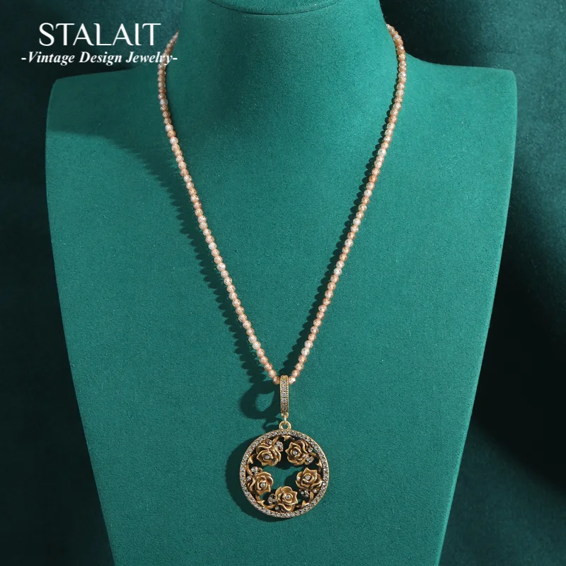 Vintage Camellia Flower Necklace Pendant Jewelry Beads Gold Color For Woman Retro Wedding Accessories Antique Valentine Day Gift
Vintage Camellia Flower Necklace Pendant Jewelry Beads Gold Color For Woman Retro Wedding Accessories Antique Valentine Day Gift