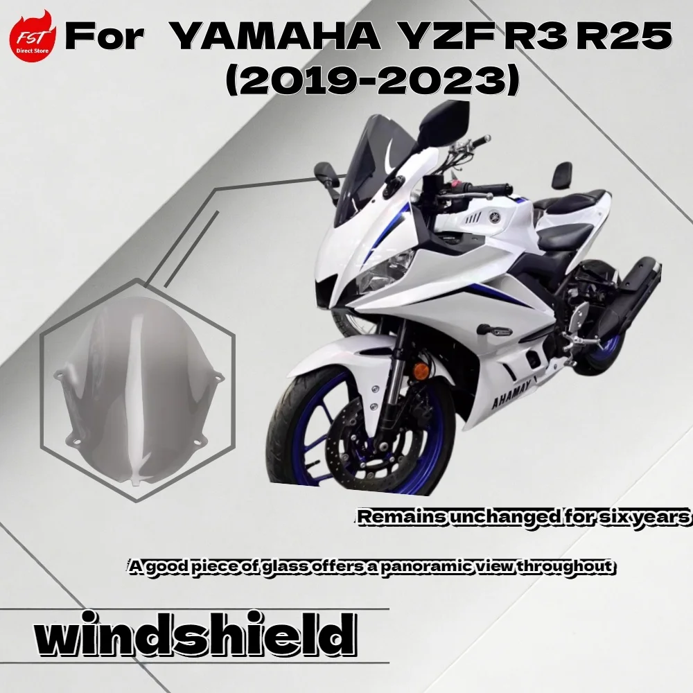 Для Yamaha YZF-R3 R25 19-23: Комплект удлиненного ветрового стекла в гоночном стиле, высокая аэродинамическая защита от ветра, передний обтекатель, ветрозащитный экран
Для Yamaha YZF-R3 R25 19-23: Комплект удлиненного ветрового стекла в гоночном стиле, высокая аэродинамическая защита от ветра, передний обтекатель, ветрозащитный экран