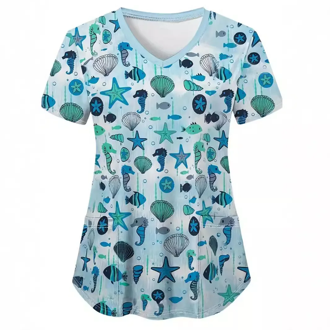 European and American 2025 spot nurse protective clothing 3D printed American style shoulder slimming short sleeved T-shirt
European and American 2025 spot nurse protective clothing 3D printed American style shoulder slimming short sleeved T-shirt