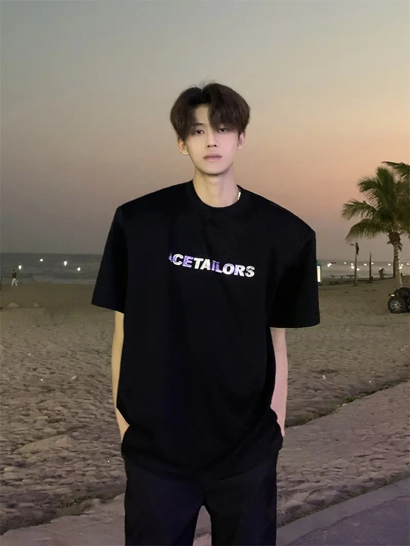 Ace Original Design Metal Letter T-Shirt Men's Heavyweight Cleanfit Deconstructed Loose Fit Casual Cotton Polyester Summer Top
Ace Original Design Metal Letter T-Shirt Men's Heavyweight Cleanfit Deconstructed Loose Fit Casual Cotton Polyester Summer Top