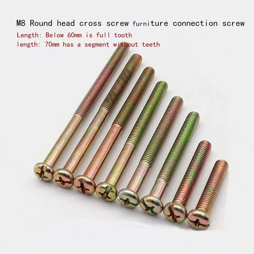 M8 Screw Furniture Connection Screw, Round Head Cross Machine Screw, Dining Table and Chair, Solid Wood Bed installation Parts
M8 Screw Furniture Connection Screw, Round Head Cross Machine Screw, Dining Table and Chair, Solid Wood Bed installation Parts