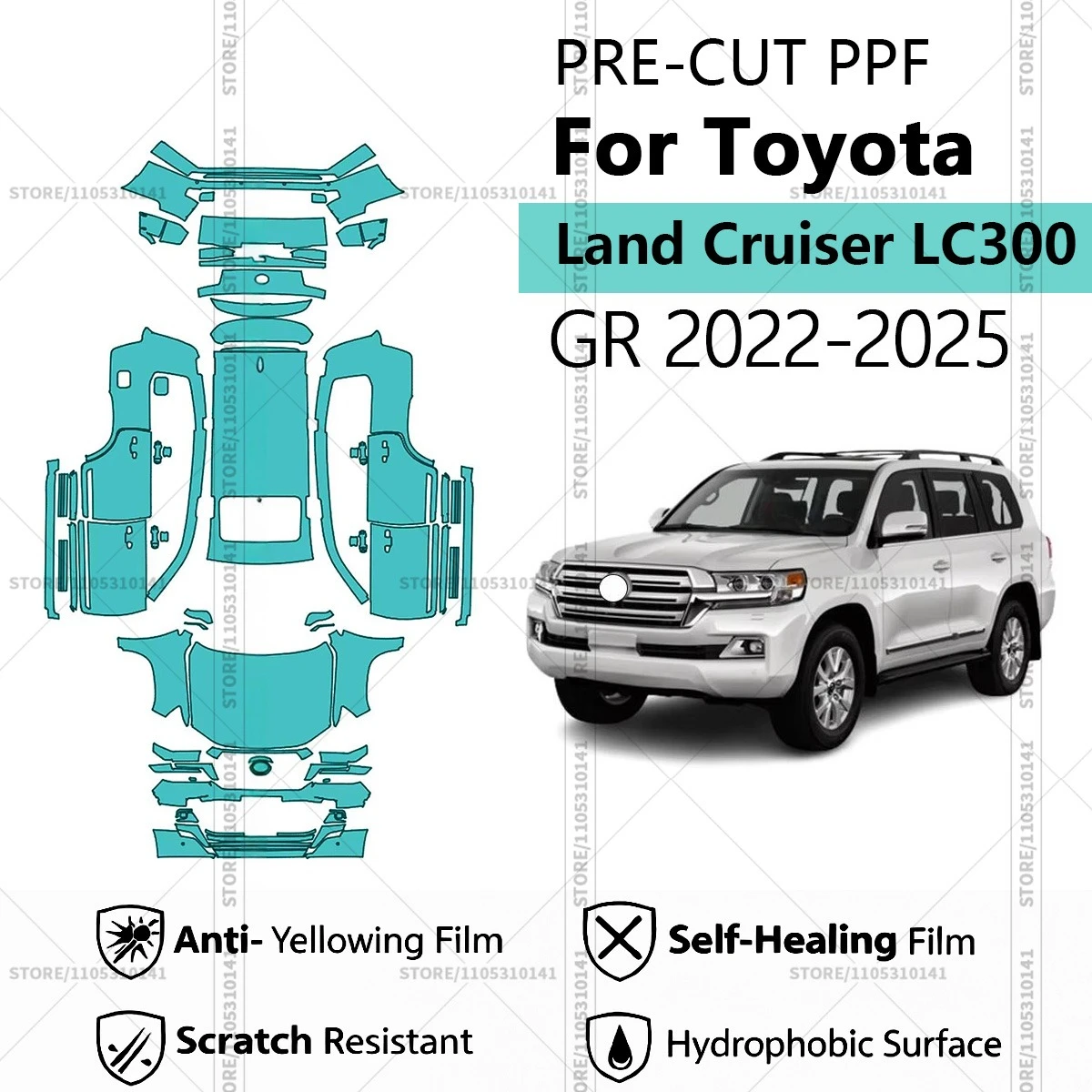 For Toyota Land Cruiser LC300 GR 2022-2025 Pre-Cut Paint Protection Film PPF Transparent Car Film Automotive PPF Full Vehicle
For Toyota Land Cruiser LC300 GR 2022-2025 Pre-Cut Paint Protection Film PPF Transparent Car Film Automotive PPF Full Vehicle