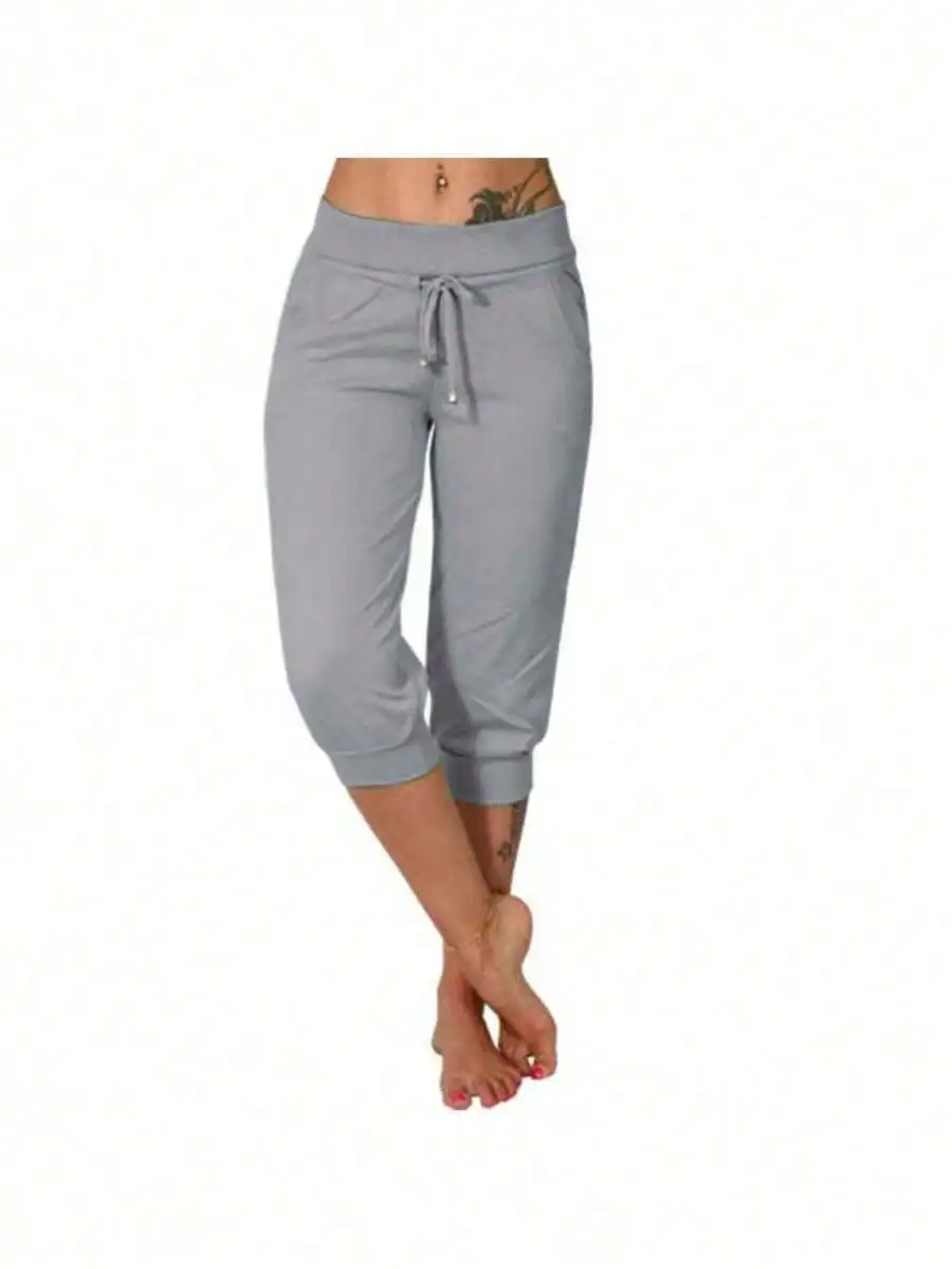 High Waist Loose Drawstring Capri Pants Cotton Linen Knee Length Casual Women Summer Pants
High Waist Loose Drawstring Capri Pants Cotton Linen Knee Length Casual Women Summer Pants