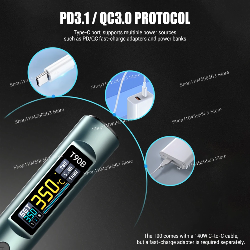 T90 Smart Soldering Iron 140W Portable Digital Display Automatic Sleep PCB Precision Soldering Iron Repair Tool Kit
T90 Smart Soldering Iron 140W Portable Digital Display Automatic Sleep PCB Precision Soldering Iron Repair Tool Kit