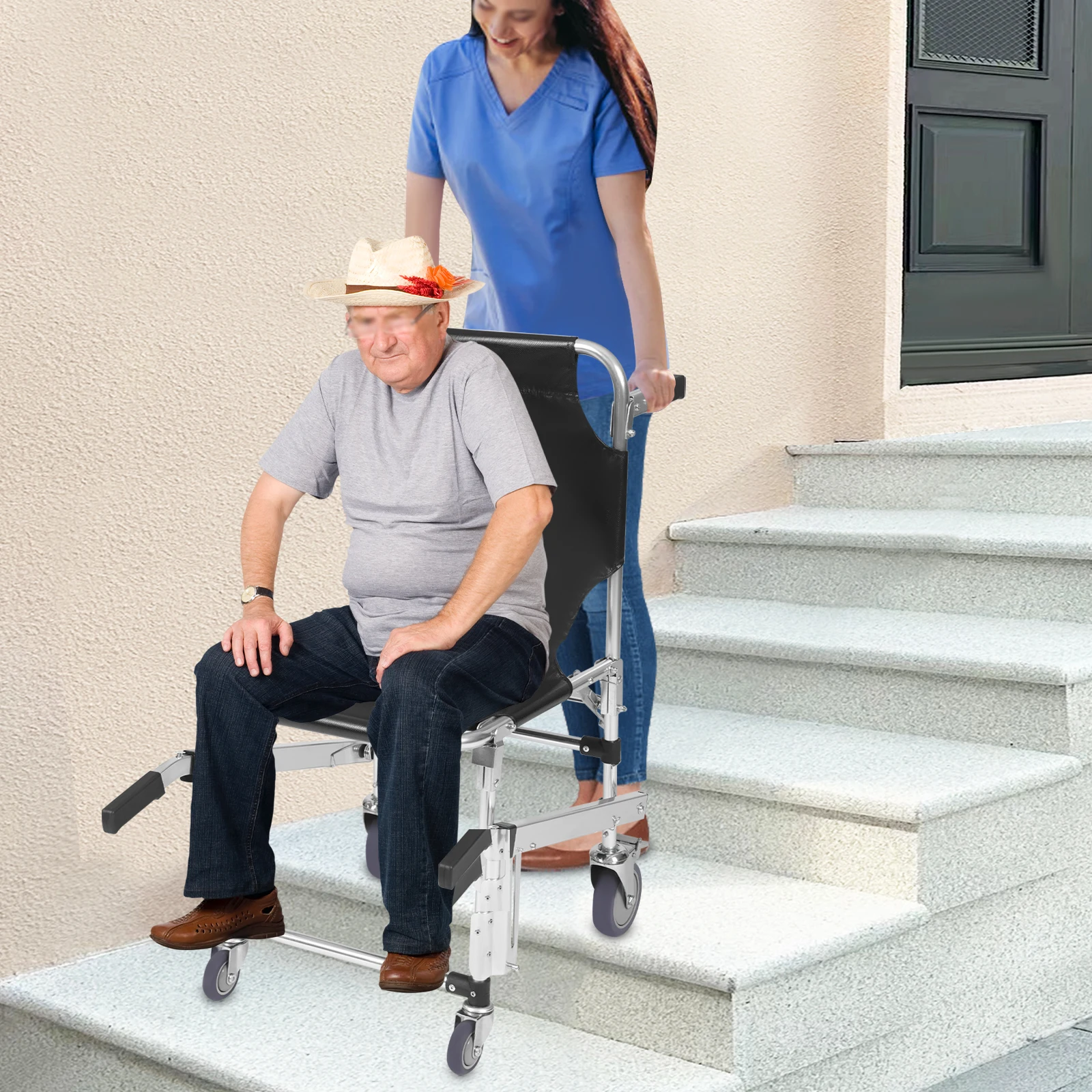 Black Emergency Stair Climbing Wheelchair, 160kg Max. Capacity, Transport Chair for Safe and Reliable Load-bearing, 45*58*93cm
Black Emergency Stair Climbing Wheelchair, 160kg Max. Capacity, Transport Chair for Safe and Reliable Load-bearing, 45*58*93cm
