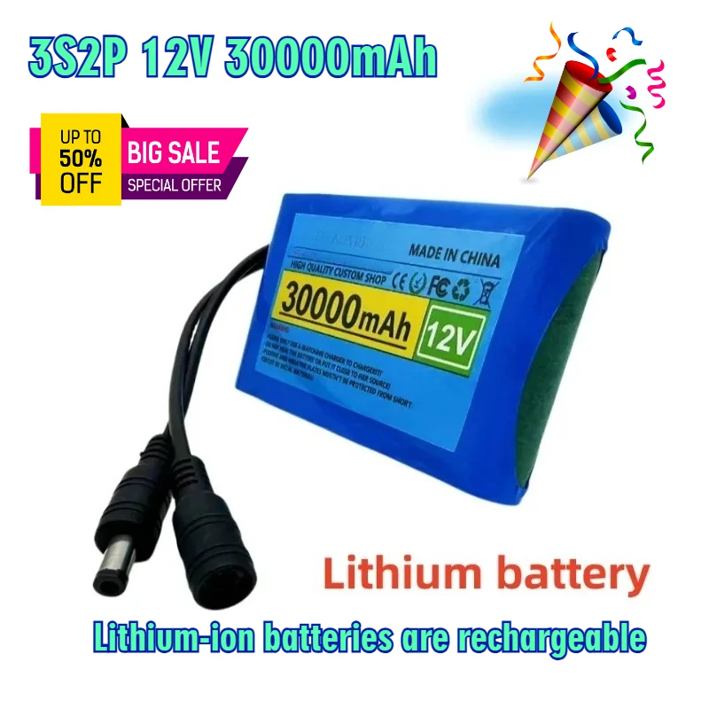 3S2P 12V 30000mAh Lithium-ion Battery Rechargeable DC 12.6V 20Ah Rechargeable Batteries
3S2P 12V 30000mAh Lithium-ion Battery Rechargeable DC 12.6V 20Ah Rechargeable Batteries