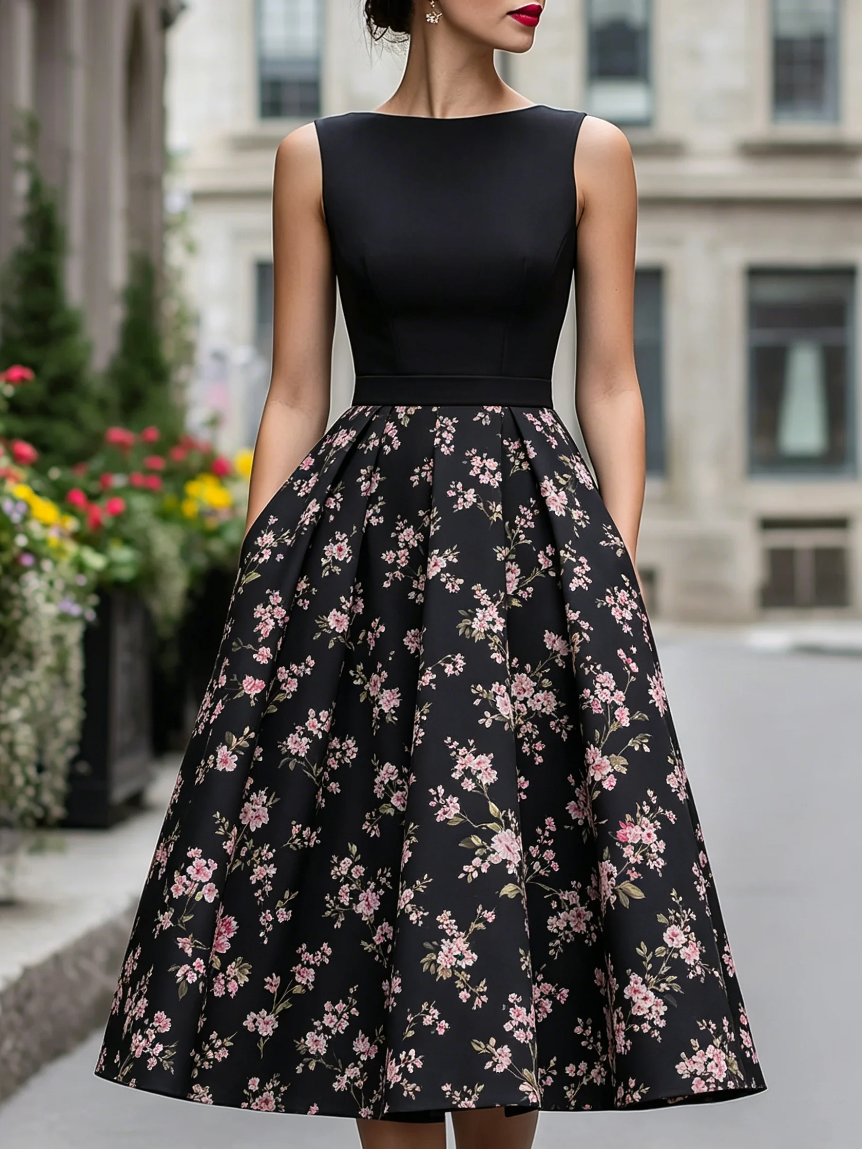 Women's Floral Print Casual Summer Midi Dress Fashion Versatile Sleeveless A-Line Pleated Elegant Swing Dress for Streetwear
Women's Floral Print Casual Summer Midi Dress Fashion Versatile Sleeveless A-Line Pleated Elegant Swing Dress for Streetwear