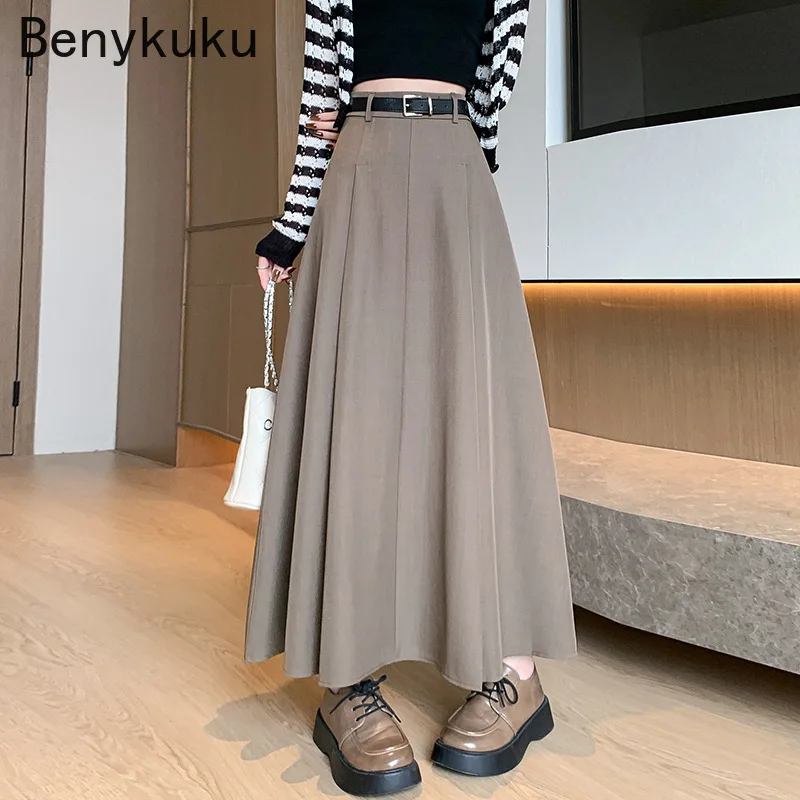 Solid Versatile Long Pleated Skirts for Women 2026 Ladies Skirt Korean Maxi Gown Autumn Elegant High Waist Swing Umbrella Skirt
Solid Versatile Long Pleated Skirts for Women 2026 Ladies Skirt Korean Maxi Gown Autumn Elegant High Waist Swing Umbrella Skirt