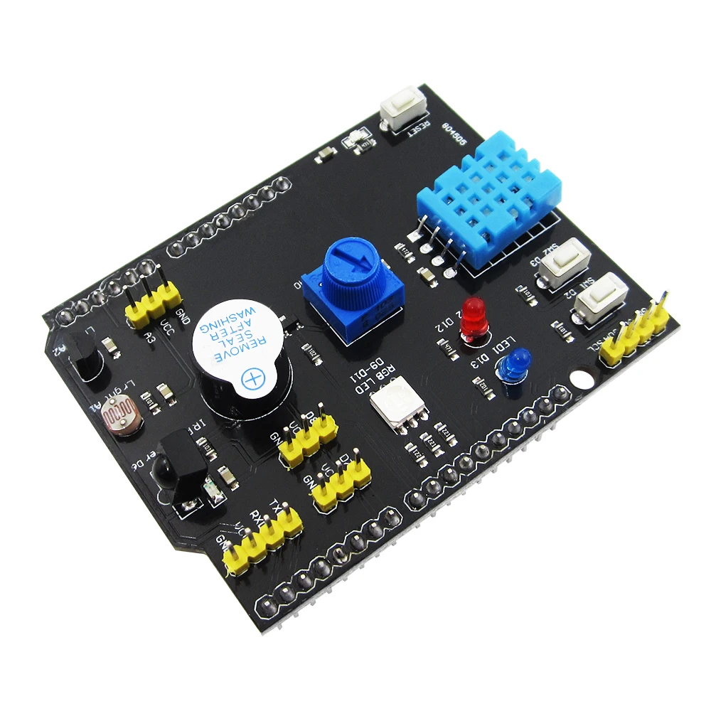 HAILANGNIAO 10PCS DHT11 LM35 Temperature Humidity Sensor Multifunction Expansion Board Adapter For UNO R3 RGB LED IR Receiver
HAILANGNIAO 10PCS DHT11 LM35 Temperature Humidity Sensor Multifunction Expansion Board Adapter For UNO R3 RGB LED IR Receiver