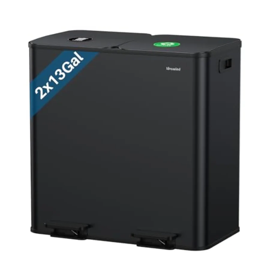 Dual Trash and Recycling Bins for Kitchen, 2×13 Gallon 2× 50L Stainless Steel Trash and Recycle Bin Combo with Soft-Close Lid,
Dual Trash and Recycling Bins for Kitchen, 2×13 Gallon 2× 50L Stainless Steel Trash and Recycle Bin Combo with Soft-Close Lid,