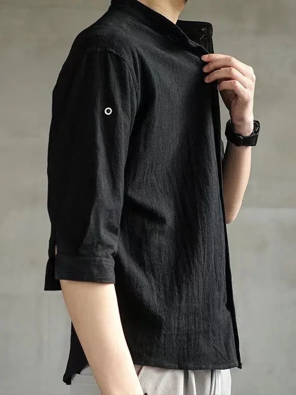 Men's Linen ort Sve irt Sweat Absorbent Breathable Trendy Collar Summer Faionable Versatile Seven Sve Youthful
Men's Linen ort Sve irt Sweat Absorbent Breathable Trendy Collar Summer Faionable Versatile Seven Sve Youthful