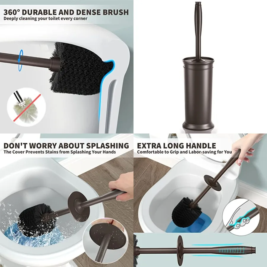 Toilet Brush, Toilet Bowl Brush with Extra Long Handle Durable Bristles Toilet Scrubber and Covered Holder for Toilet Brush Set for Bathroom Cleaning (Brown, 1 Set)
Toilet Brush, Toilet Bowl Brush with Extra Long Handle Durable Bristles Toilet Scrubber and Covered Holder for Toilet Brush Set for Bathroom Cleaning (Brown, 1 Set)