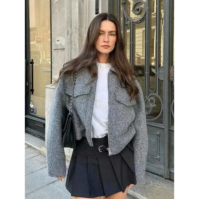 Women Elegant Solid Jacket Front Pocket Long Sleeve Zipper Jackets Coat For Woman Fashion Autumn Casual Outerwear 
Women Elegant Solid Jacket Front Pocket Long Sleeve Zipper Jackets Coat For Woman Fashion Autumn Casual Outerwear