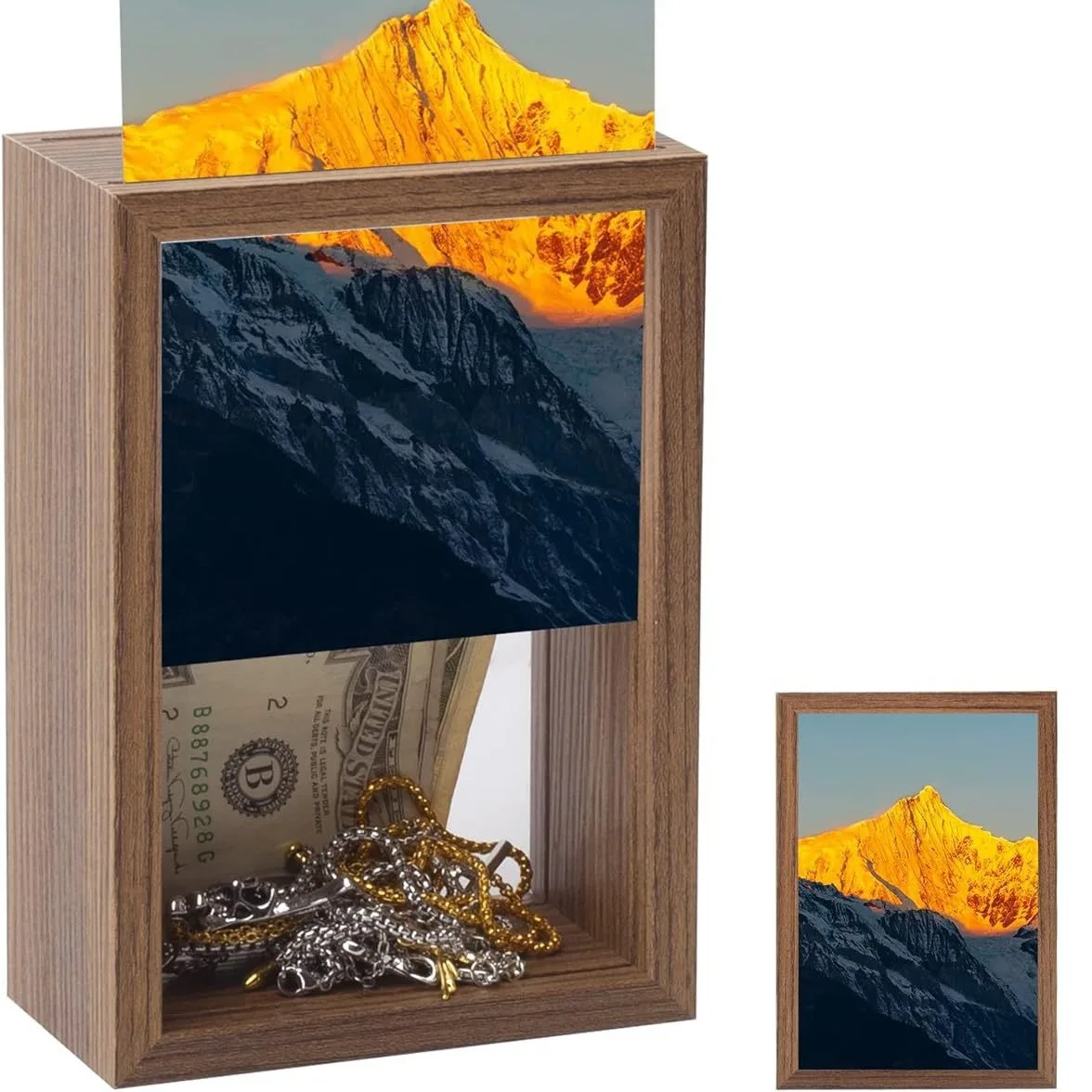 Hidden compartment to hide things, hide money, hide cigarettes, hide mobile phone, disguise photo frame, photo frame storage box
Hidden compartment to hide things, hide money, hide cigarettes, hide mobile phone, disguise photo frame, photo frame storage box