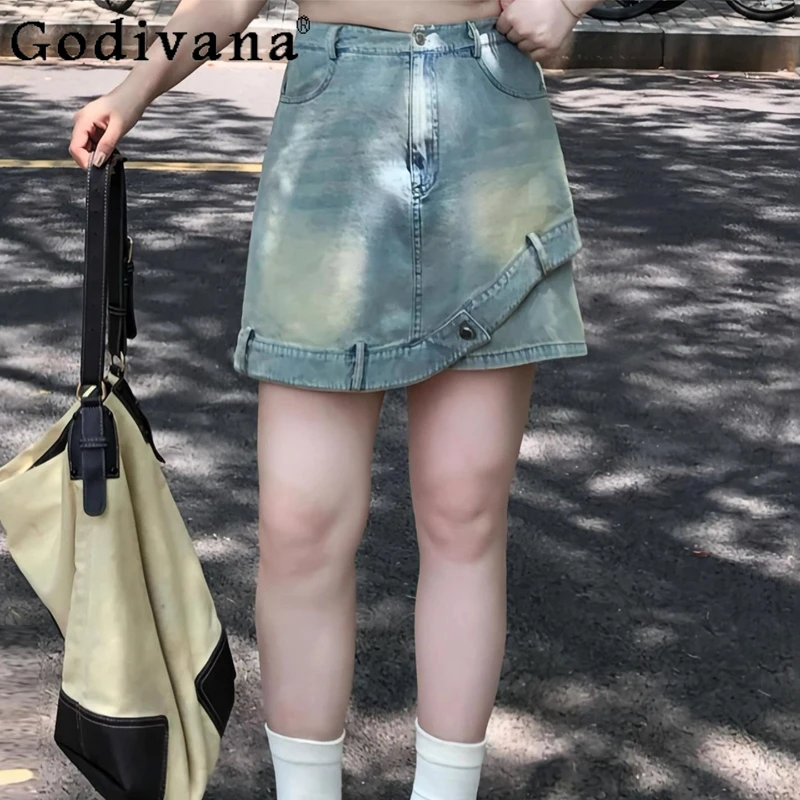 Large Size 2XL-6XL Women Irregular Retro Blue Loose Leisure Denim Pantskirt Summer High Waist A-line Fashion Age-reducing Skirts 
Large Size 2XL-6XL Women Irregular Retro Blue Loose Leisure Denim Pantskirt Summer High Waist A-line Fashion Age-reducing Skirts