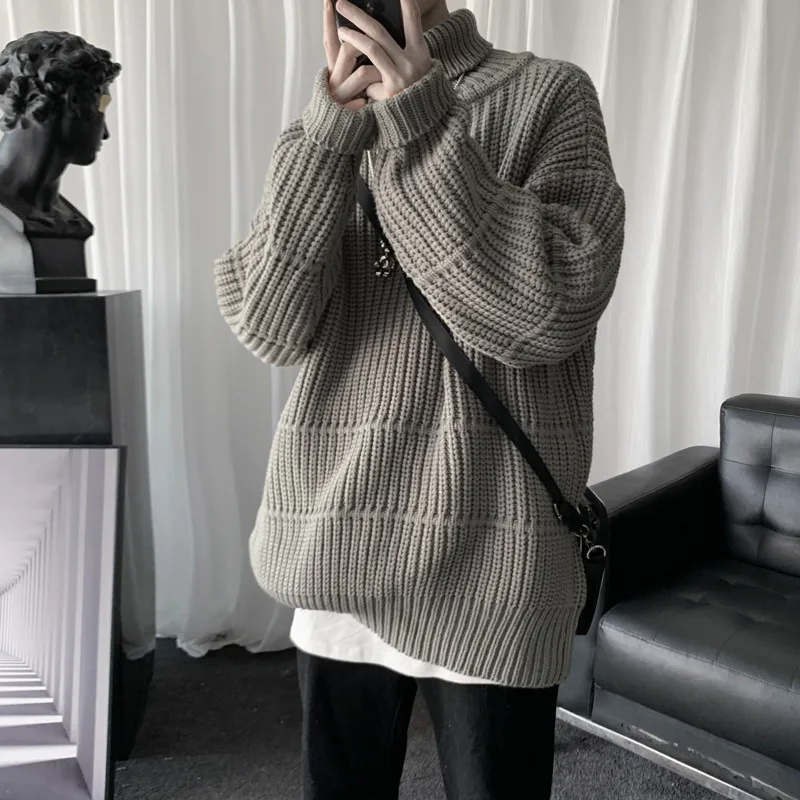 Men's High Ne Knitwear Casual Loose Thiened Sweater Pure Color Casual Versatile Lazy Couples Autumn Winter Polyester Fiber
Men's High Ne Knitwear Casual Loose Thiened Sweater Pure Color Casual Versatile Lazy Couples Autumn Winter Polyester Fiber