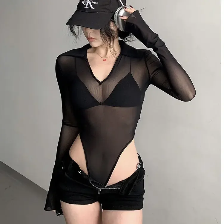 Long Sleeve T-Shirt Women's Slimming Mesh Cut-Out Black Top V-Neck Smooths Your Silhouette Cross-Border European Style E5694
Long Sleeve T-Shirt Women's Slimming Mesh Cut-Out Black Top V-Neck Smooths Your Silhouette Cross-Border European Style E5694