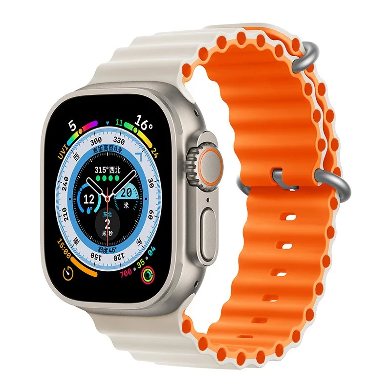 Premium Dual Color Silicone Ocean Band For Apple Watch Ultra/SE/8/7, Breathable Sport Strap with Soft Texture Sweatproof Design 
Premium Dual Color Silicone Ocean Band For Apple Watch Ultra/SE/8/7, Breathable Sport Strap with Soft Texture Sweatproof Design