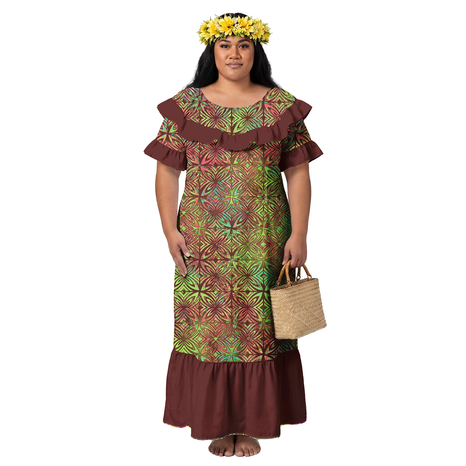 Women Beach Party Ruffles Collar Dress Hawaiian Floral Print Wear Samoan Casual Mermaid Dress Polynesian Ladies Boutique Clothes
Women Beach Party Ruffles Collar Dress Hawaiian Floral Print Wear Samoan Casual Mermaid Dress Polynesian Ladies Boutique Clothes