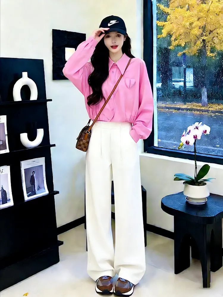 Korean Gentle Style Casual Set Women's Spring New Design Long Sleeve Shirt White Wide Leg Pants Two Piece Set High Waist
Korean Gentle Style Casual Set Women's Spring New Design Long Sleeve Shirt White Wide Leg Pants Two Piece Set High Waist