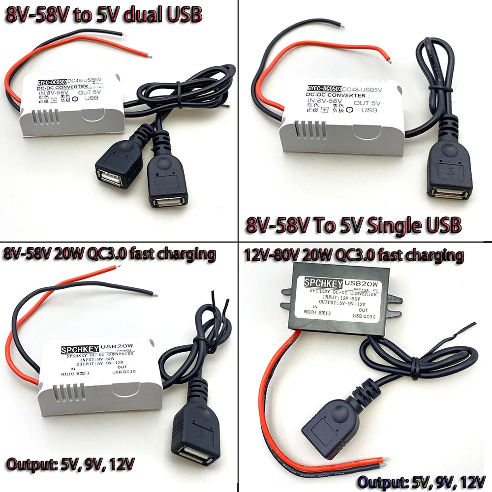 Power Converter Buck Module 80V60V58V48V 36V24V12V9V to 5V 3A QC3.0 Fast Charging Adapter Car USB Port for Motorcycles,Small Car
Power Converter Buck Module 80V60V58V48V 36V24V12V9V to 5V 3A QC3.0 Fast Charging Adapter Car USB Port for Motorcycles,Small Car