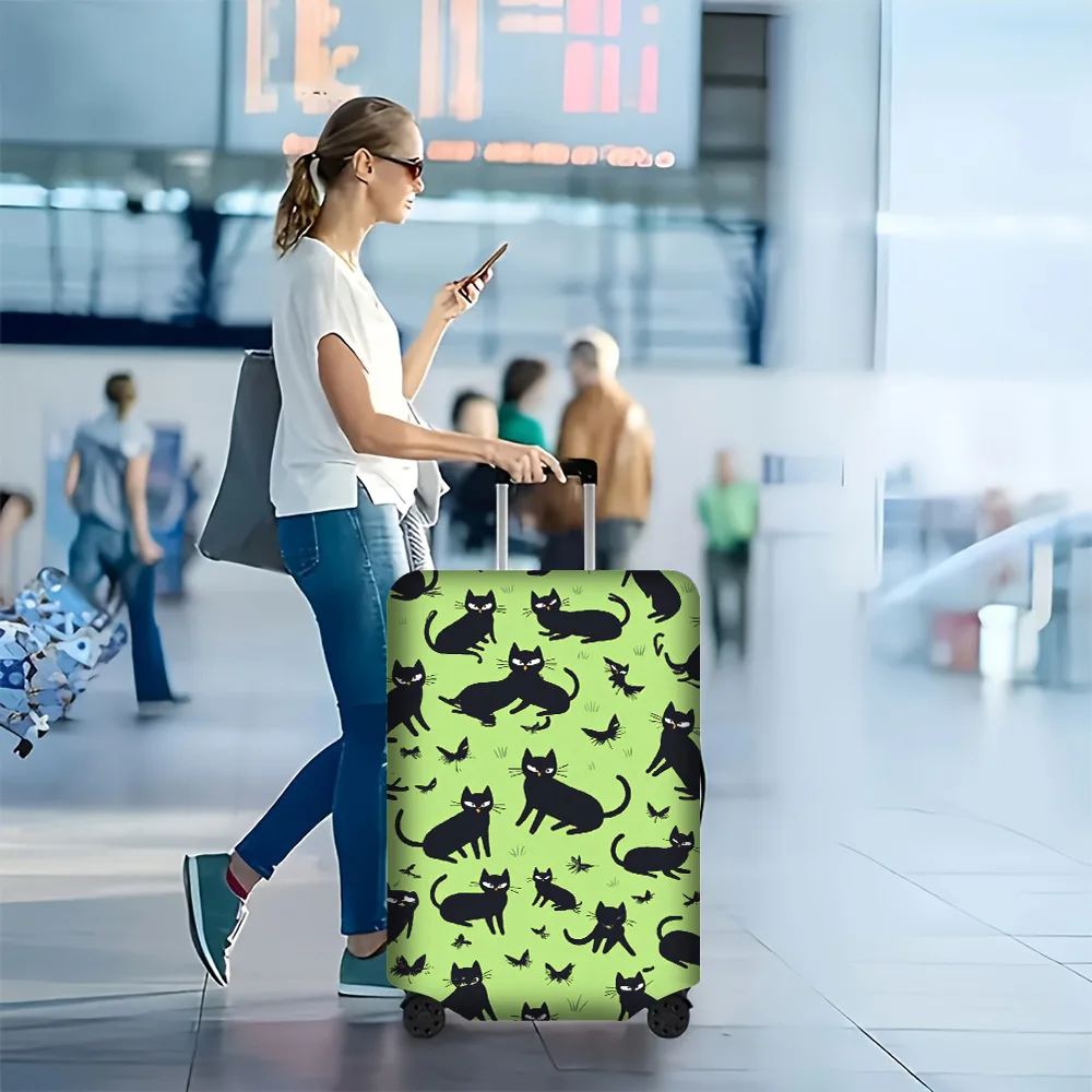 1-piece black cat-print luggage cover for luggage sizes 18-32 inches; dust and elastic travel accessories to effectively prot
1-piece black cat-print luggage cover for luggage sizes 18-32 inches; dust and elastic travel accessories to effectively prot