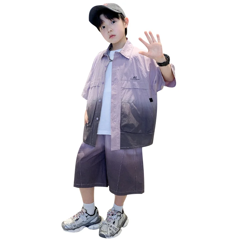 Summer Children Gradient Clothing Sets For Tween Boys Short Sleeve Shirts + Shorts Tracksuit Kids Teenager Sport Outfits Suit
Summer Children Gradient Clothing Sets For Tween Boys Short Sleeve Shirts + Shorts Tracksuit Kids Teenager Sport Outfits Suit