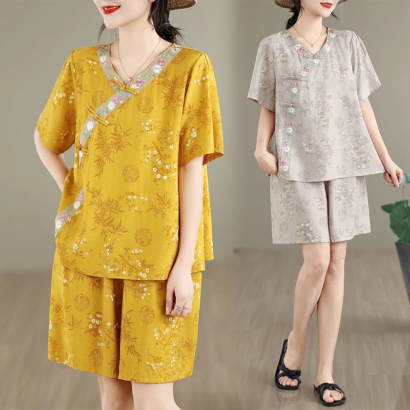 High-End Cotton Linen Set Casual Top Bottoms Two-Piece Women's Summer 2026 Fashion Artistic Style Short Sleeve V-Neck
High-End Cotton Linen Set Casual Top Bottoms Two-Piece Women's Summer 2026 Fashion Artistic Style Short Sleeve V-Neck