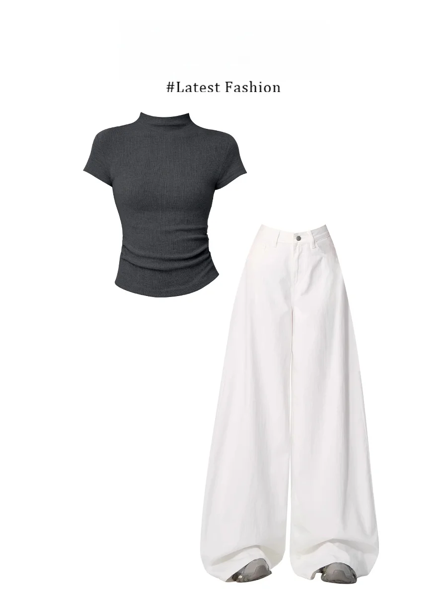 Parkyeon Design Casual Versatile Short Sleeve High Collar Top And Pants Set Comfortable Loose Fit Summer Fashion Ensemble
Parkyeon Design Casual Versatile Short Sleeve High Collar Top And Pants Set Comfortable Loose Fit Summer Fashion Ensemble