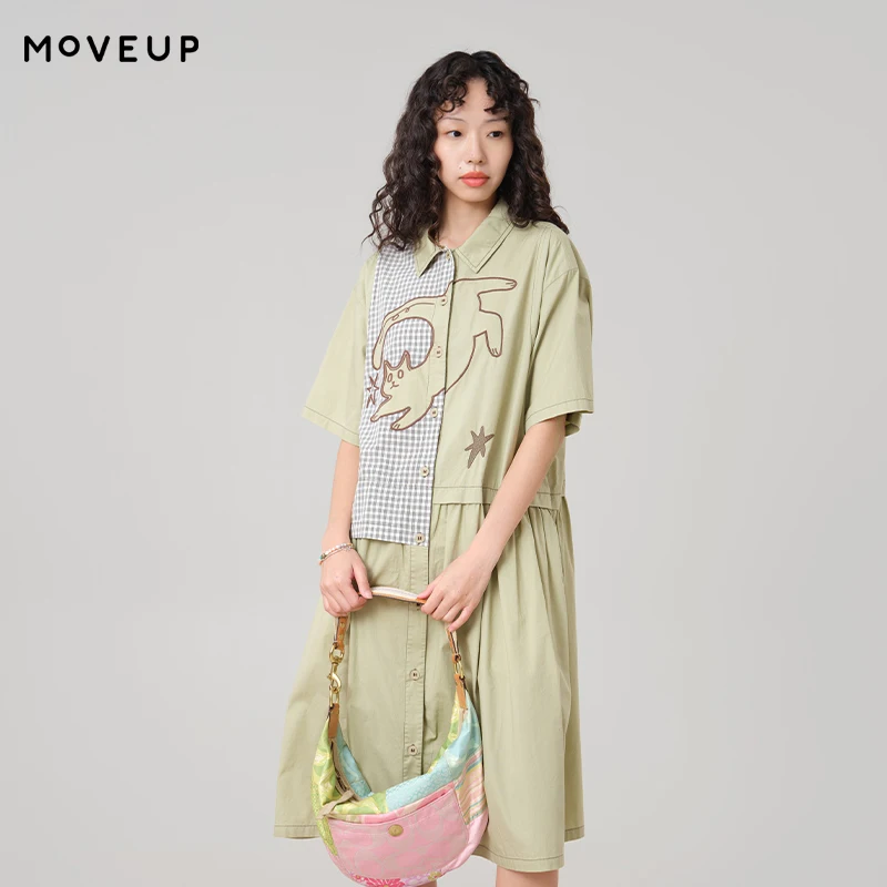 MOVEUP Short Sleeved Lapel Shirt Dress 2026 Summer New Pure Cotton Cat Embroidered Patchwork Plaid Pocket A-Line Dress 3ELX21339
MOVEUP Short Sleeved Lapel Shirt Dress 2026 Summer New Pure Cotton Cat Embroidered Patchwork Plaid Pocket A-Line Dress 3ELX21339