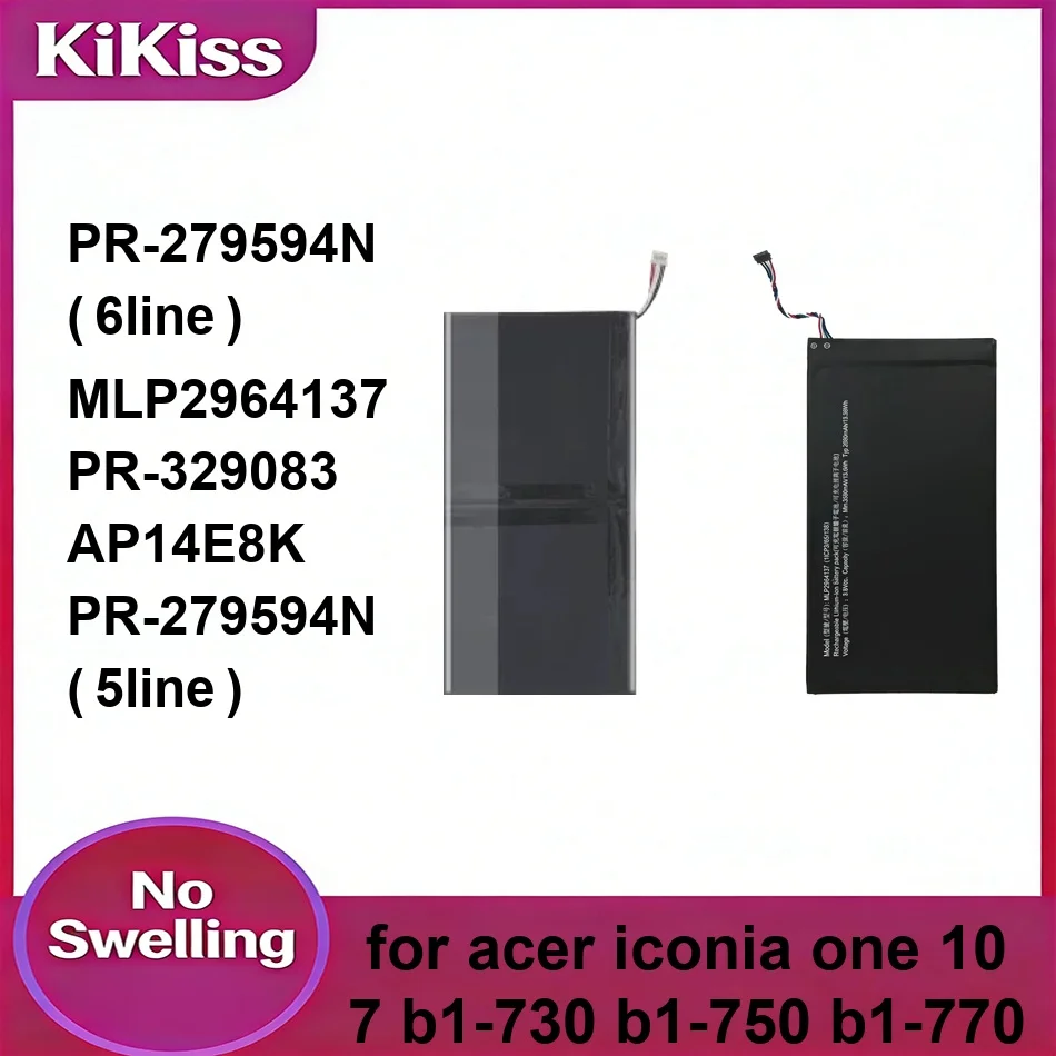 Tablet Battery MLP2964137 PR-329083 PR-279594N ( 6LINE ) 2700-6100mAh For Acer Iconia One 10 7 B1-730 B1-750 B1-770
Tablet Battery MLP2964137 PR-329083 PR-279594N ( 6LINE ) 2700-6100mAh For Acer Iconia One 10 7 B1-730 B1-750 B1-770