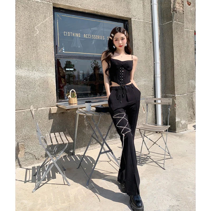Women's Bottoms Black Sweatpants Fashion High Waist Chic Straight Pants Casual Baggy American Summer Female Wide Leg Trouser
Women's Bottoms Black Sweatpants Fashion High Waist Chic Straight Pants Casual Baggy American Summer Female Wide Leg Trouser