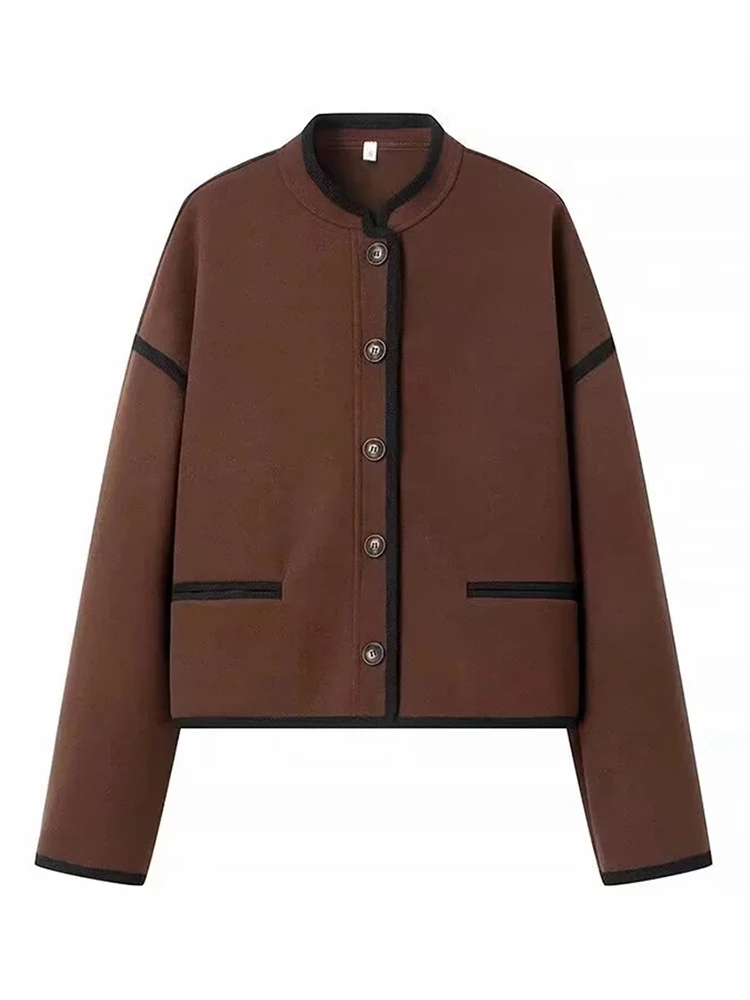 Spring Autumn Casual Single Breasted Long Sleeve Women's Coffee Color Jacket Girl's 2024 Fashion Streetwear Woolen Outwear
Spring Autumn Casual Single Breasted Long Sleeve Women's Coffee Color Jacket Girl's 2024 Fashion Streetwear Woolen Outwear