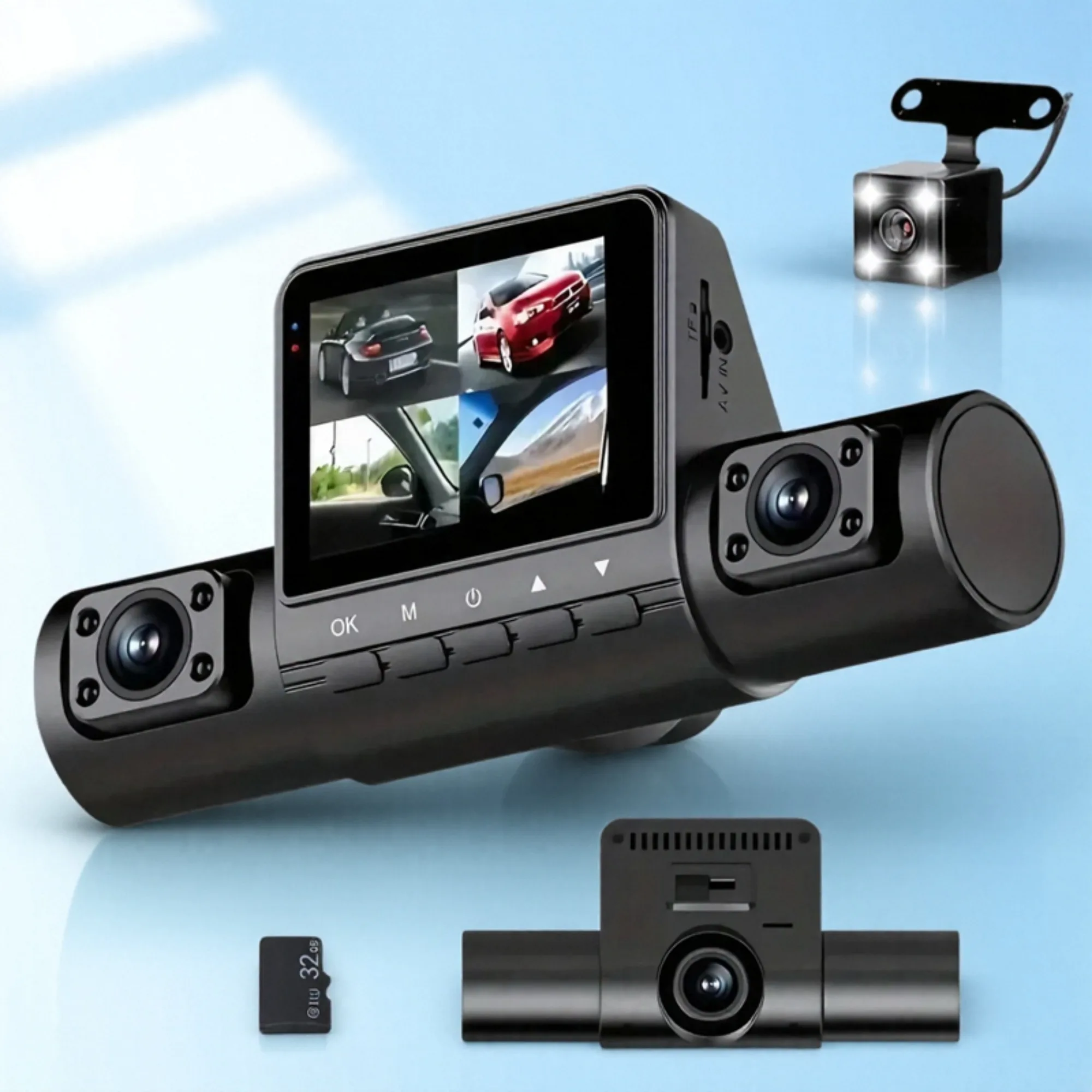 3Camera Car Recorder 1080P HD with Night Vision Parking Monitoring IPS Screen Front Rear Inside Dash Cam Support Laptop Computer
3Camera Car Recorder 1080P HD with Night Vision Parking Monitoring IPS Screen Front Rear Inside Dash Cam Support Laptop Computer
