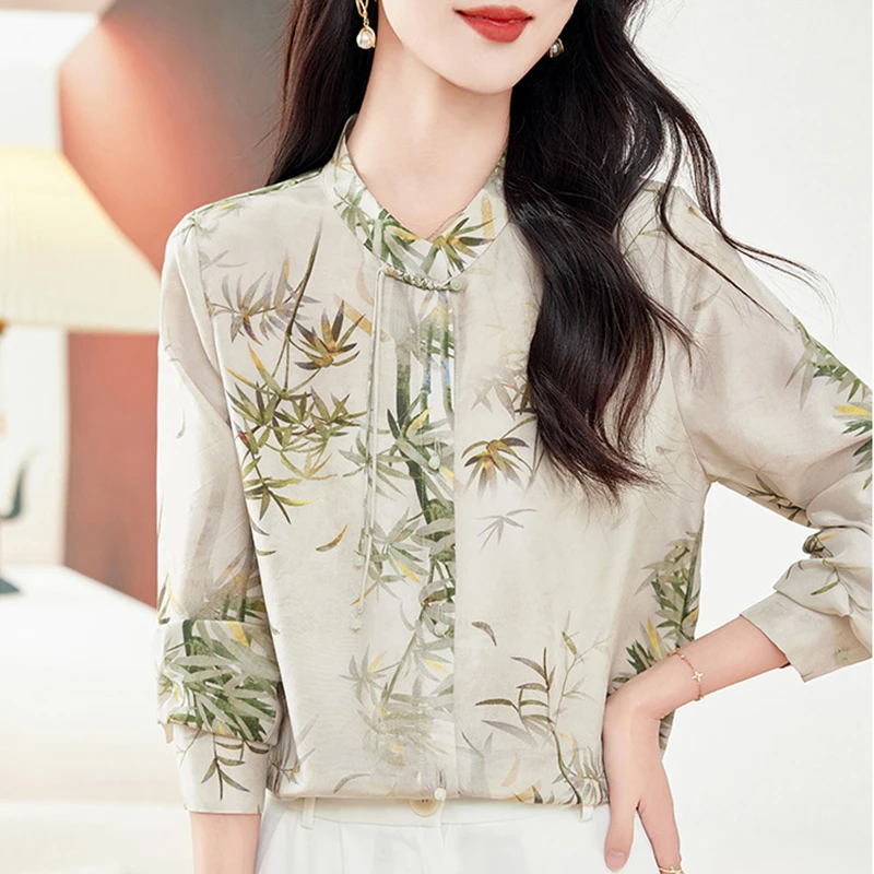 100% Real Silk Vintage Shirts for Women Chinese Style Elegant Blouses Long Sleeve Woman Shirt Loose Tops Women's Print Blouse
100% Real Silk Vintage Shirts for Women Chinese Style Elegant Blouses Long Sleeve Woman Shirt Loose Tops Women's Print Blouse