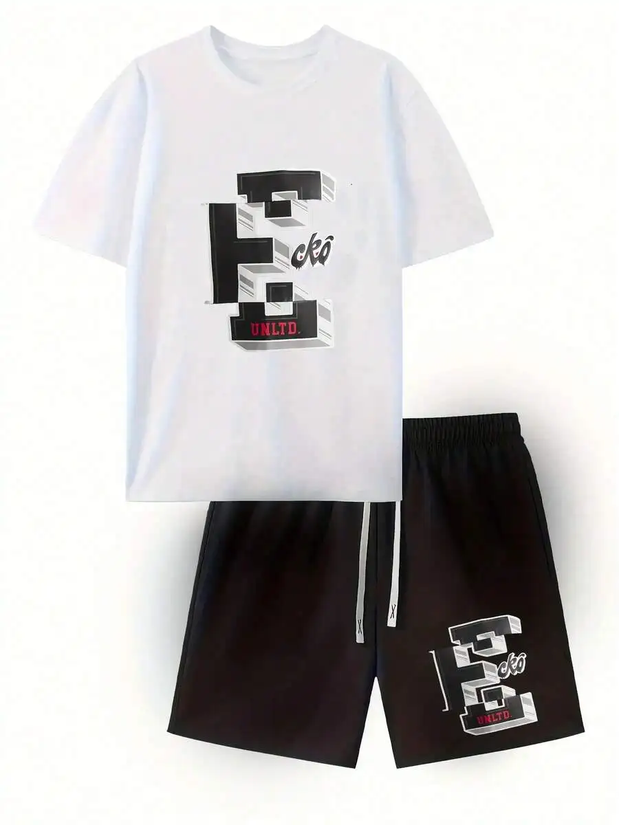 Mens 2-Piece Set Cotton T-Shirt And Polyester Shorts With Graphic Print Casual Sportswear
Mens 2-Piece Set Cotton T-Shirt And Polyester Shorts With Graphic Print Casual Sportswear