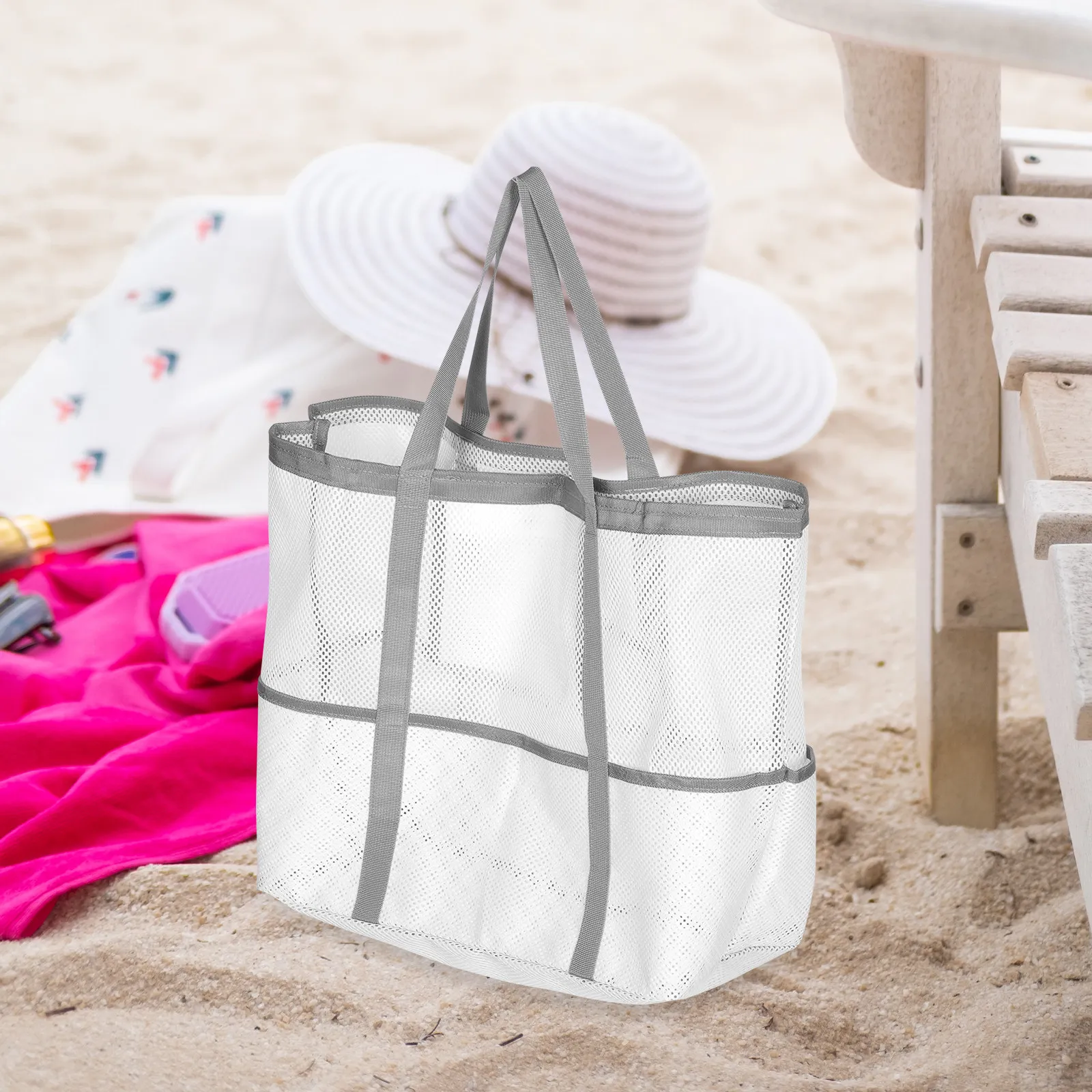 Mesh Beach Bag for Women Large Lightweight Portable Swim Tote with Zipper Pocket Storage Sand Swimming Gear Outdoor Beach Trip
Mesh Beach Bag for Women Large Lightweight Portable Swim Tote with Zipper Pocket Storage Sand Swimming Gear Outdoor Beach Trip
