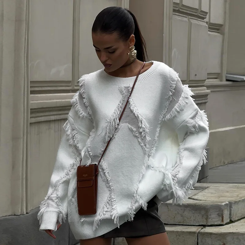 New Knit Women's Sweater Outerwears Fashion Tassel Long Sleeve Sweaters Top 2024 Autumn Winter Loose Lazy Style Pullover Tops
New Knit Women's Sweater Outerwears Fashion Tassel Long Sleeve Sweaters Top 2024 Autumn Winter Loose Lazy Style Pullover Tops