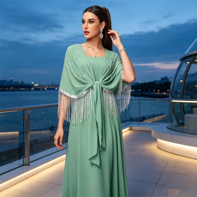 New Muslim Women Chiffon Tassel Flowy Party Long Dress Abaya Dubai Kaftan Morocco Caftan Femme Musulmane Vestidos Islam Jalabiya
New Muslim Women Chiffon Tassel Flowy Party Long Dress Abaya Dubai Kaftan Morocco Caftan Femme Musulmane Vestidos Islam Jalabiya