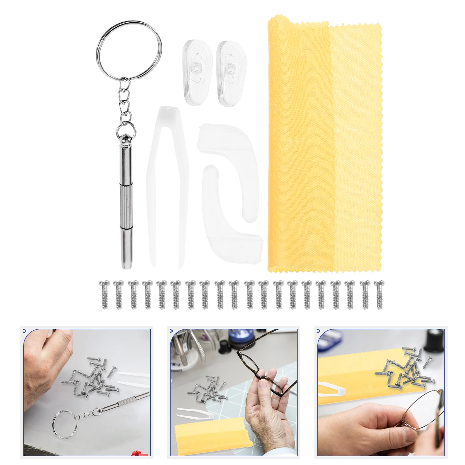 1 set PVC Anti-slip Screw Set Soft Nose Pads for Eyeglasses Frames Reusable Nonslip Cushions Random Handkerchief Colors
1 set PVC Anti-slip Screw Set Soft Nose Pads for Eyeglasses Frames Reusable Nonslip Cushions Random Handkerchief Colors