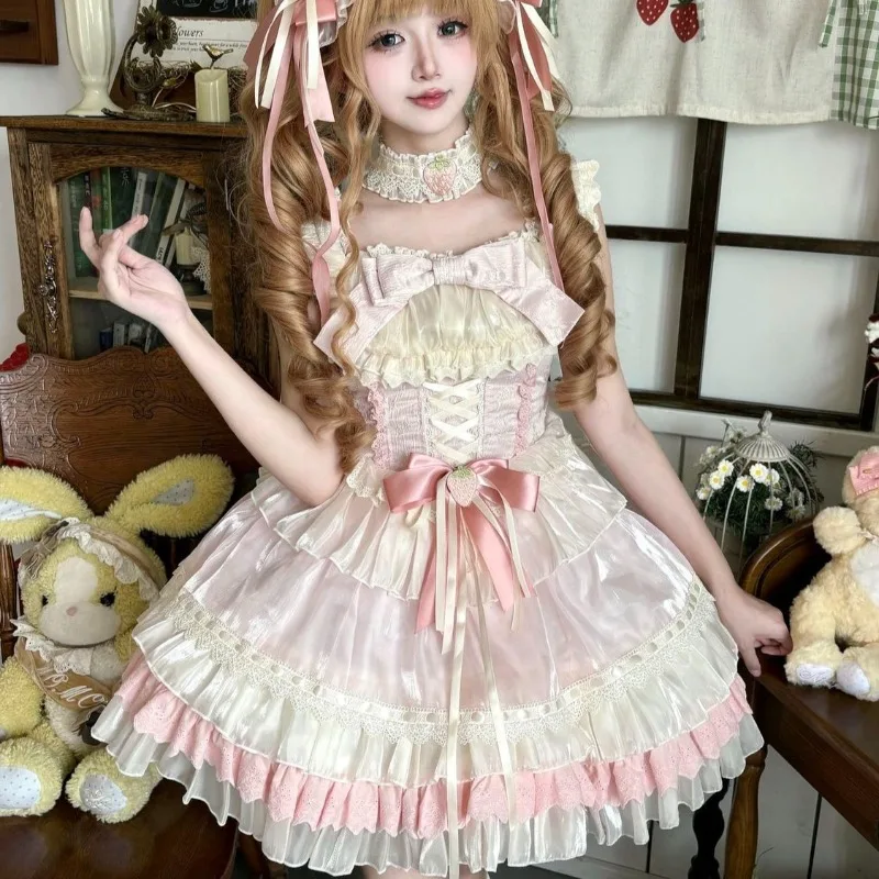 Japanese Sweet Lolita Jsk Dress Elegant Women Kawaii Bow Lace Ruffles Princess Mini Dresses Girls Harajuku Y2k Tea Party Dress
Japanese Sweet Lolita Jsk Dress Elegant Women Kawaii Bow Lace Ruffles Princess Mini Dresses Girls Harajuku Y2k Tea Party Dress