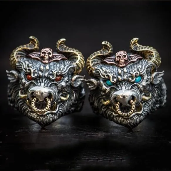 New Vintage Ethnic Evil High End Bull Head Ring Men's Gothic Open Ring Punk Hip Hop Trendy Jewelry for Men Ring
New Vintage Ethnic Evil High End Bull Head Ring Men's Gothic Open Ring Punk Hip Hop Trendy Jewelry for Men Ring